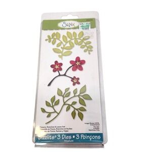 Sizzix Sizzlits Flowers Branches & Leaves 3 Dies 656064 Cardmaking Craft Set